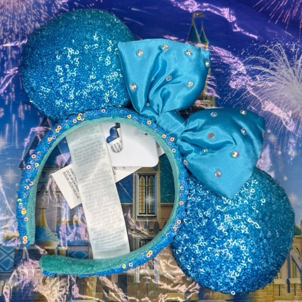 Disney parks ice blue frozen Elsa Minnie Mouse ears NWT